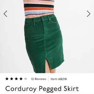Excellent Condition Madewell Green Corduroy Pegged Skirt